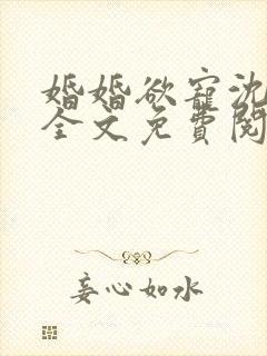 婚婚欲宠沈静姝全文免费阅读