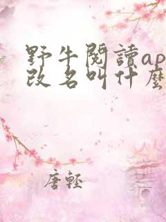 野牛阅读app改名叫什么了