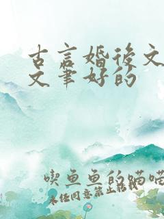 古言婚后文推荐文笔好的