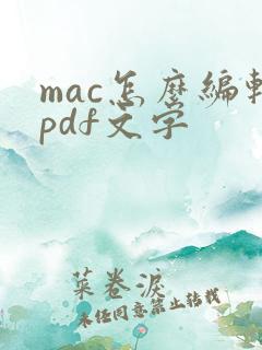 mac怎么编辑pdf文字