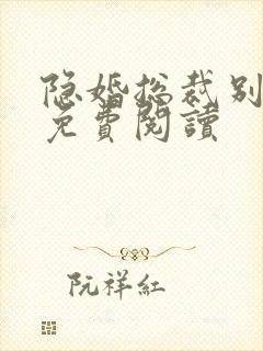 隐婚总裁别太坏免费阅读