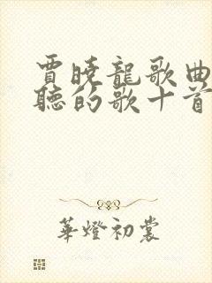贾晓龙歌曲最好听的歌十首