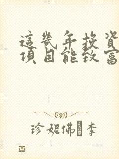 这几年投资什么项目能致富