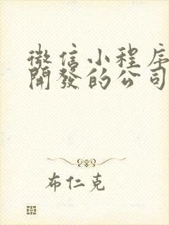 微信小程序定制开发的公司