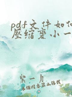pdf文件如何压缩变小一点