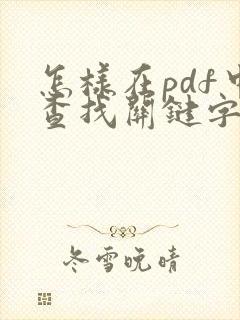 怎样在pdf中查找关键字