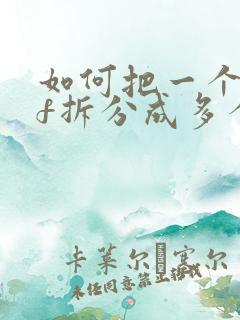 如何把一个pdf拆分成多个文件