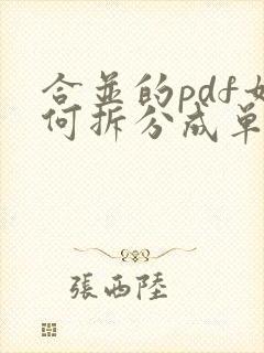 合并的pdf如何拆分成单个的