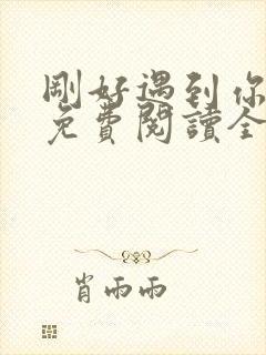 刚好遇到你小说免费阅读全文