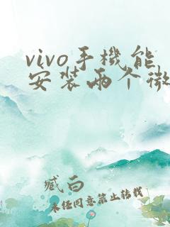vivo手机能安装两个微信吗