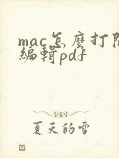 mac怎么打开编辑pdf