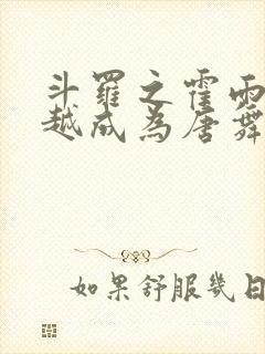 斗罗之霍雨浩穿越成为唐舞麟