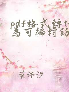 pdf格式转化为可编辑的doc