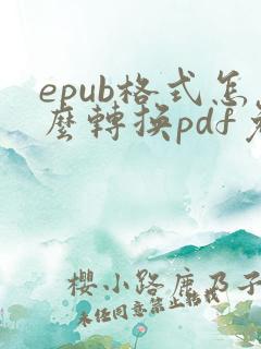 epub格式怎么转换pdf免费