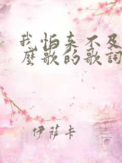 我怕来不及是什么歌的歌词