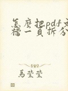 怎么把pdf文档一页拆分成两页