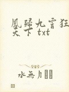 凤归九霄狂妃逆天下 txt