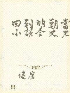 回到明朝当王爷小说全文免费阅读免费