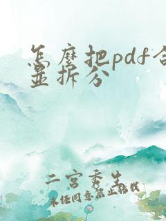 怎么把pdf合并拆分