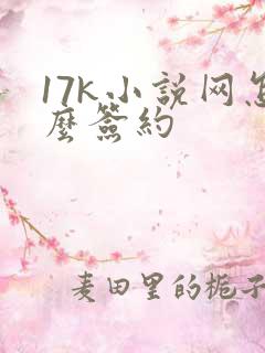 17k小说网怎么签约