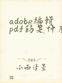 adobe编辑pdf的是什么软件