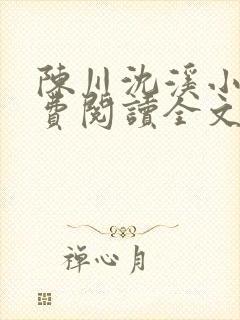 陈川沈溪小说免费阅读全文最新章节