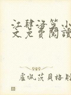 江肆洛笙小说全文免费阅读最新章节