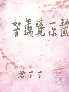 如果这一秒我没有遇见你匪我思存