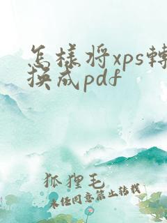 怎样将xps转换成pdf