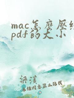 mac怎么压缩pdf的大小