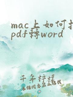 mac上如何把pdf转word