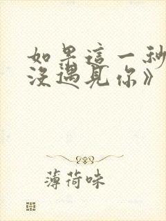 如果这一秒,我没遇见你》