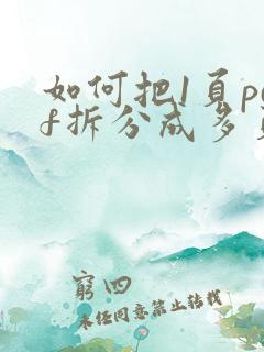 如何把1页pdf拆分成多页的