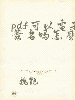 pdf可以电子签名吗怎么弄