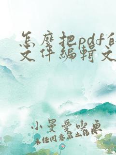 怎么把pdf的文件编辑文字