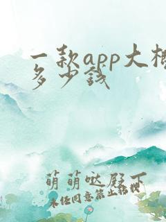 一款app大概多少钱