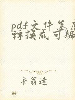 pdf文件怎么转换成可编辑文件