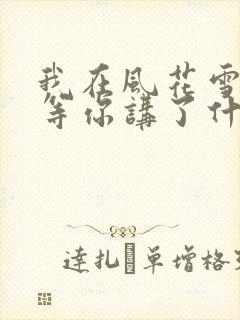 我在风花雪月里等你讲了什么