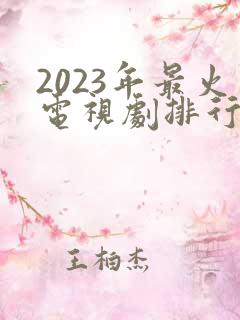 2023年最火电视剧排行榜前十名