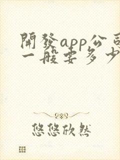 开发app公司一般要多少钱