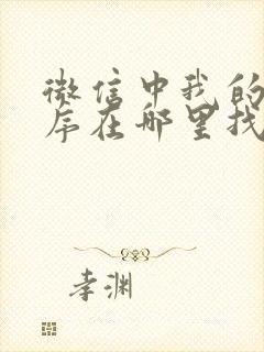 微信中我的小程序在哪里找