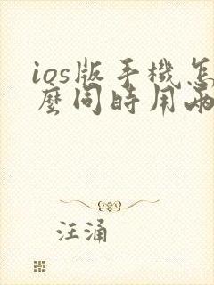 ios版手机怎么同时用两个微信