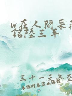 w在人间采薇阿铭陆三平