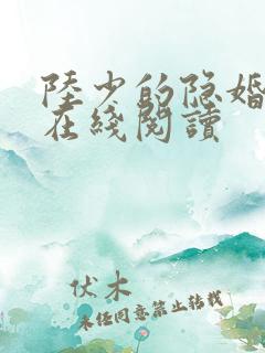 陆少的隐婚罪妻在线阅读