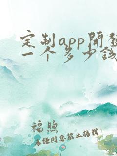 定制app开发一个多少钱