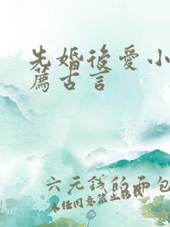 先婚后爱小说推荐古言