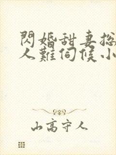 闪婚甜妻总裁大人难伺候小说