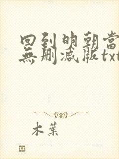 回到明朝当王爷无删减版txt下载