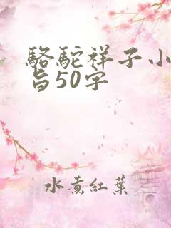 骆驼祥子小说主旨50字