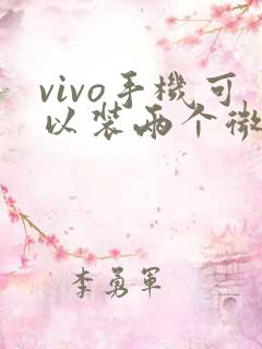 vivo手机可以装两个微信吗